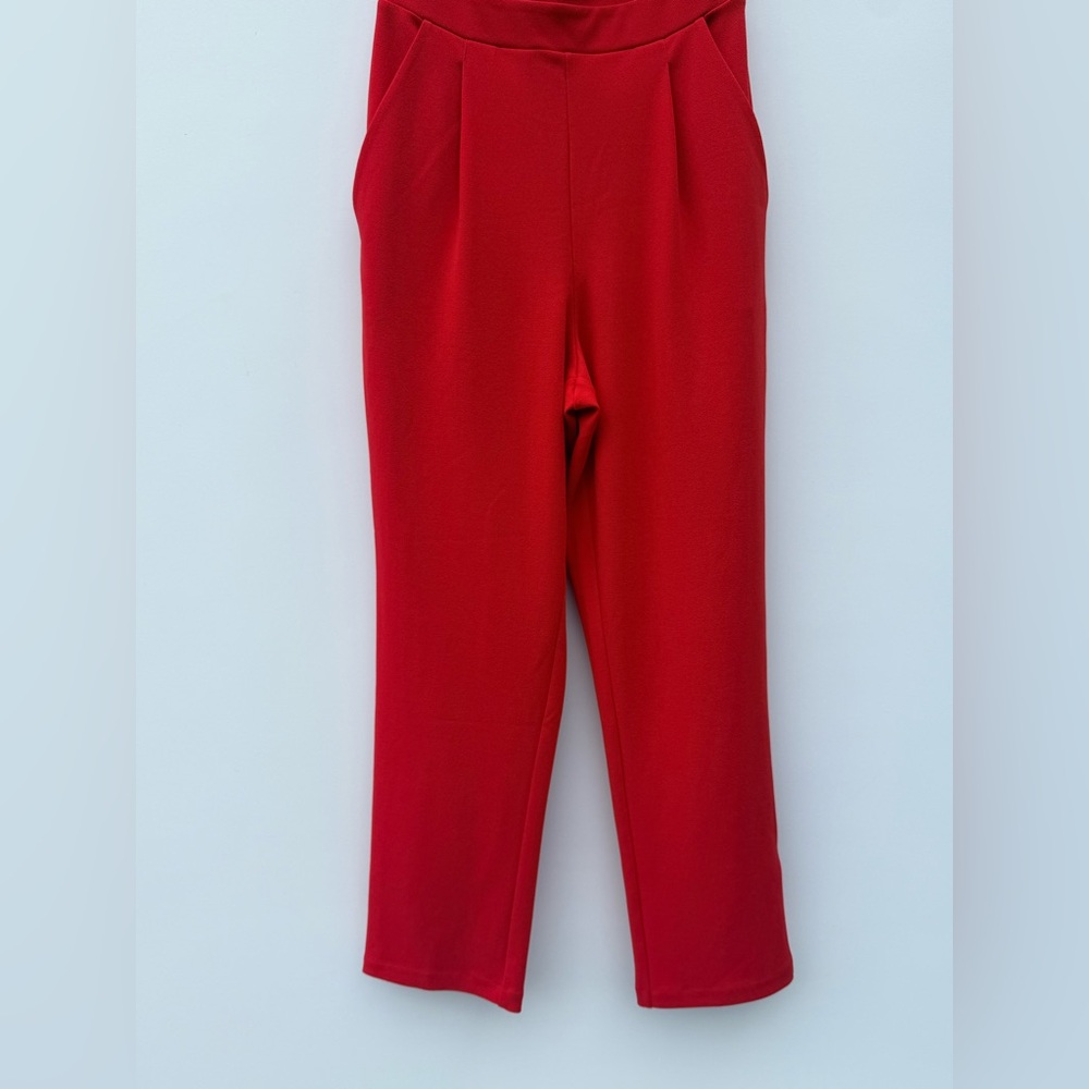 Express Red Sweetheart Jumpsuit Strapless Skinny Leg Size 4 - Picture 5 of 11